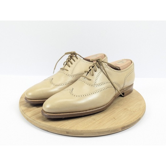 Peal Co Dress Shoes Mens 10 D Brooks Brothers Oxford Beige Wingtip Classic - Picture 3 of 15